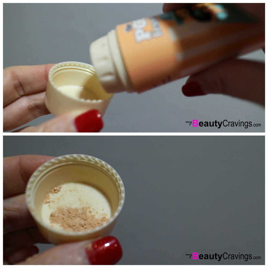 Step 5 - Pour some powder into the TOP lid (Benefit POREfessional Agent Zero Shine)