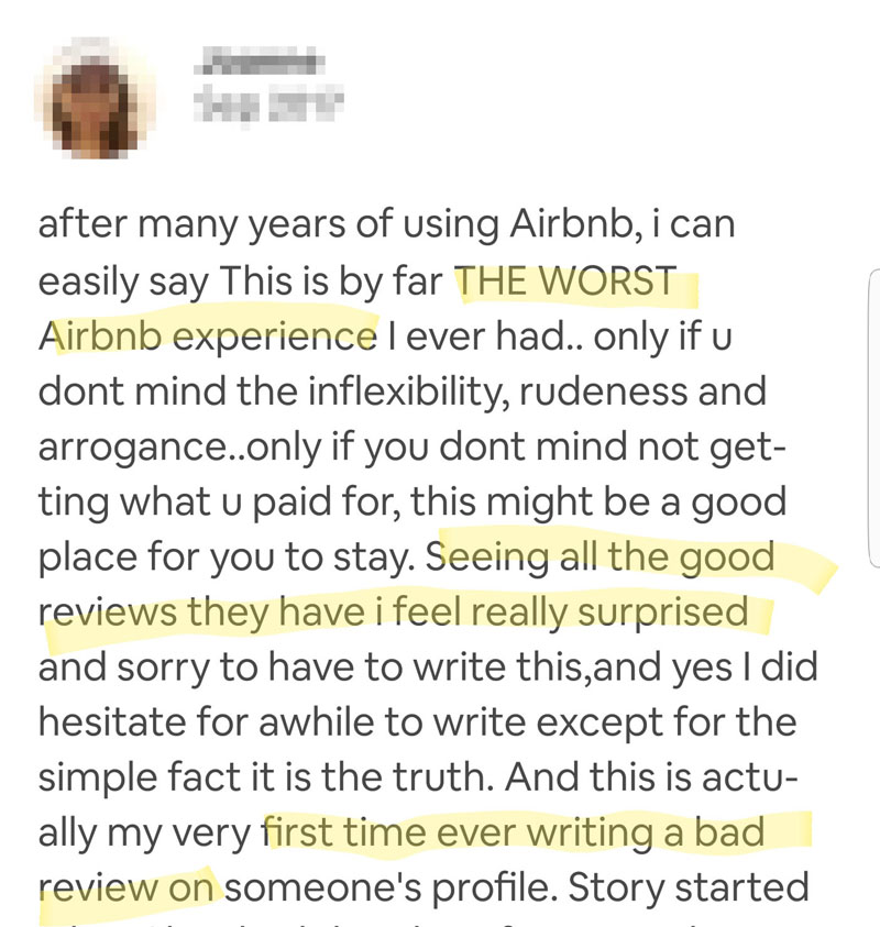 Singapore Woodlands Airbnb Bad Review 1