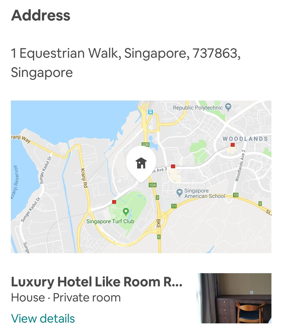 Singapore Woodlands Airbnb Wrong Location