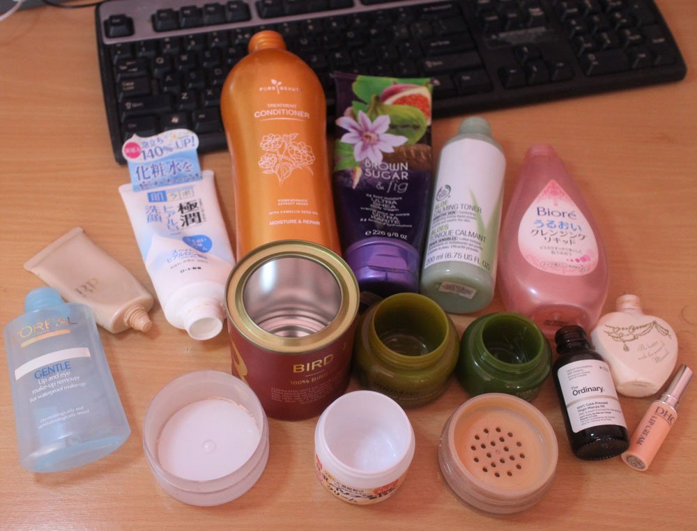 beauty products emptied