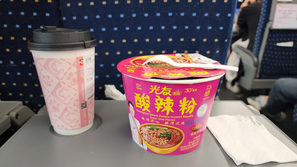 Meals on train in China