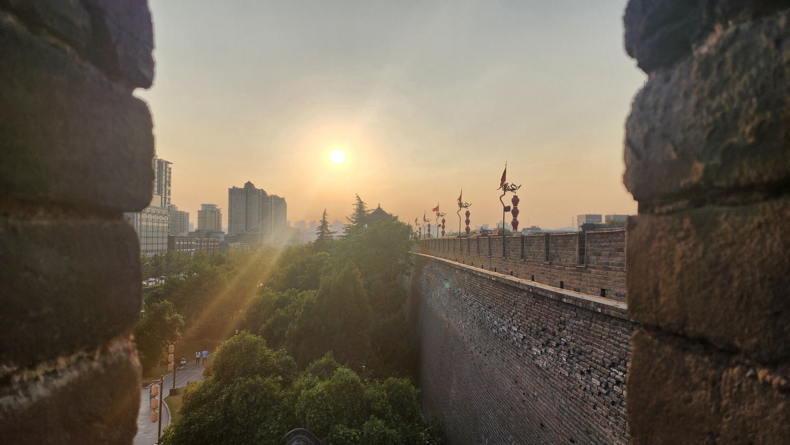 Xi An Ancient City Wall Sunset View