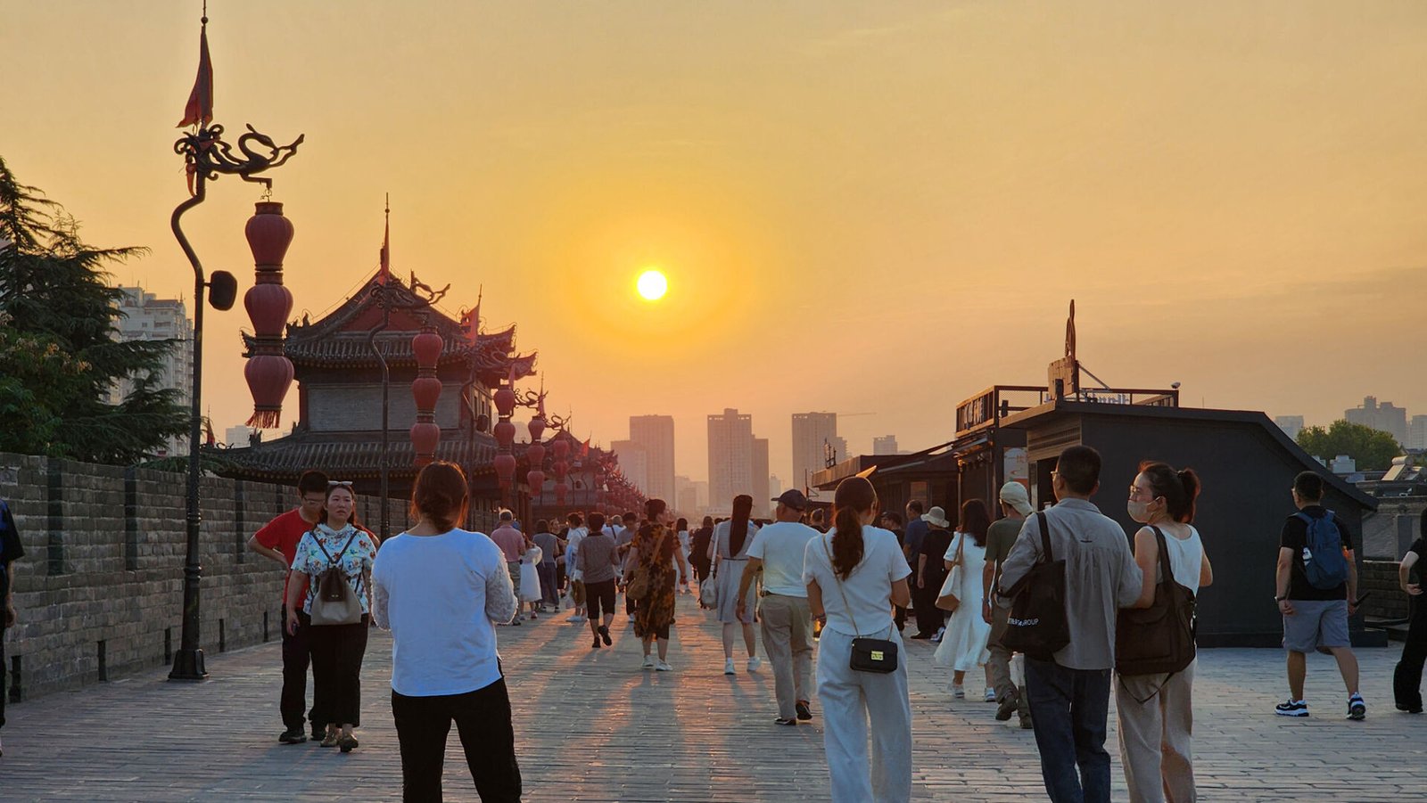 Xi An Ancient City Wall Sunset View